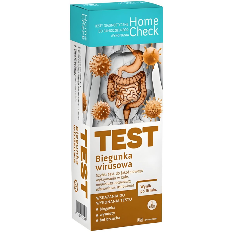 Home Check Test Biegunka Wirusowa, 1 sztuka - Do wykrywania norowirusa, rotawirusa, adenowirusa i astrowirusa