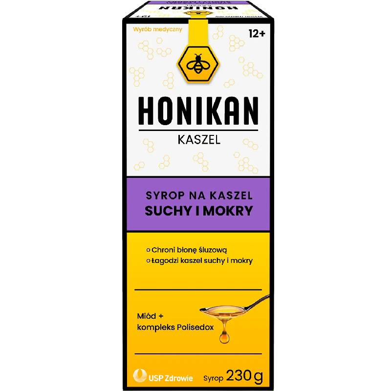 Honikan Kaszel, syrop na kaszel suchy i mokry, 230 g - Chroni błonę śluzową i łagodzi kaszel