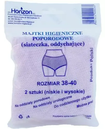 Horizon Majtki higieniczne poporodowe siatkowe 38-40, 2 sztuki - Wielokrotnego użytku