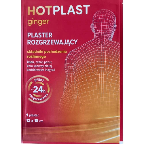 Hot Plast Ginger Plaster rozgrzewający 12 x 18 cm, 1 sztuka - Z Imbirem, idealny po treningu i wysiłku