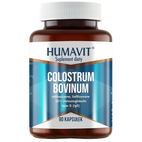 Humavit Colostrum Bovinum, 90 kapsułek - Siara bydlęca – bogactwo witamin z grupy B oraz A, D, E