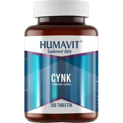 Humavit Cynk, 150 tabletek - Mleczan cynku wspiera wygląd skóry, włosów i paznokci