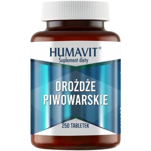 Humavit Drożdże Piwowarskie, 250 tabletek - Wpływają korzystnie na układ nerwowy oraz stan włosów, skóry i paznokci
