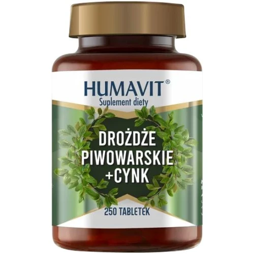 Humavit Drożdże Piwowarskie + Cynk, 250 tabletek - Bogate źródło witamin z grupy B i białka