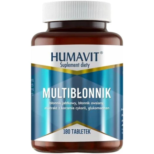 Humavit Multibłonnik, 180 tabletek - Błonnik rozpuszczalny i nierozpuszczalny z dodatkiem naturalnego prebiotyku