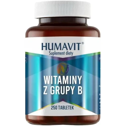 Humavit N Witaminy z grupy B, 250 tabletek - Na bazie drożdży piwowarskich –  źródło witamin  B3 i B6
