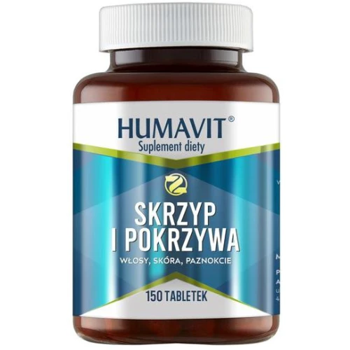 Humavit Skrzyp i Pokrzywa, 150 tabletek - Źródło krzemionki – wspiera zdrowie włosów i paznokci