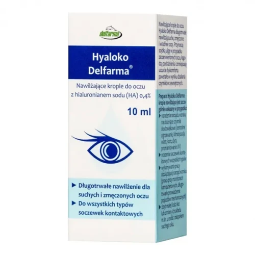 Hyaloko Delfarma, 10 ml - Nawilżające krople do oczu z hialuronianem sodu 0,4%