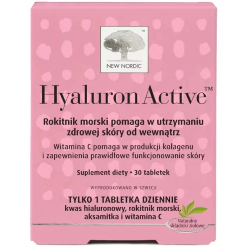 Hyaluron Active, 30 tabletek - Tabletki z kwasem hialuronowym, witaminą C i ekstraktami roślinnymi