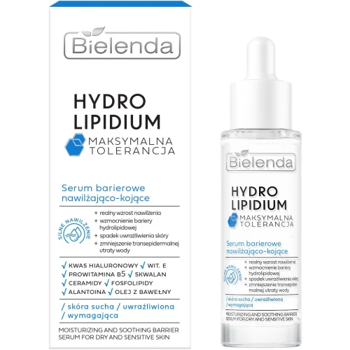Bielenda Hydro Lipidium Serum barierowe nawilżająco-kojące, 30 ml - z Ceramidami, Kwasem Hialuronowym i Panthenolem