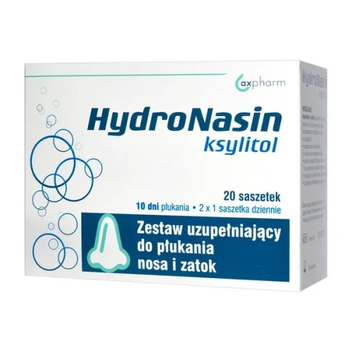 HydroNasin Ksylitol, 20 saszetek - Zestaw uzupełniający do płukania nosa i zatok