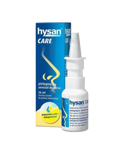 Hysan Care aerozol do nosa, 20 ml - Z kwasem hialuronowym i dekspantenolem nawilżających błonę śluzową i ułatwiających jej regenerację