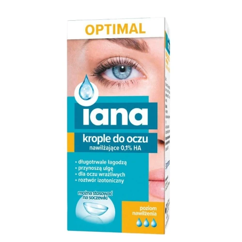 Iana Optimal 0,1% HA Krople do oczu nawilżające, 10 ml - Nawilżenie i ukojenie dla suchych oczu