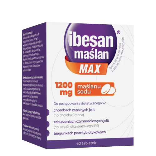 Ibesan Maślan Max, 60 tabletek - Wspiera zdrowie jelit i prawidłową perystaltykę