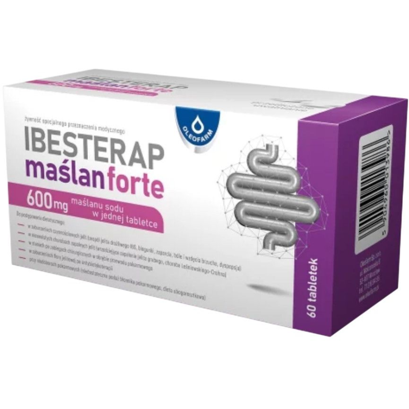 Ibesterap Maślan Forte 600 mg, 60 tabletek - Maślan sodu na jelita
