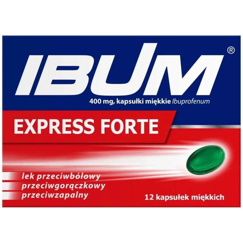 Ibum Express Forte kapsułki miękkie, 12 sztuk - Wykazują działanie przeciwbólowe, przeciwgorączkowe i przeciwzapalne