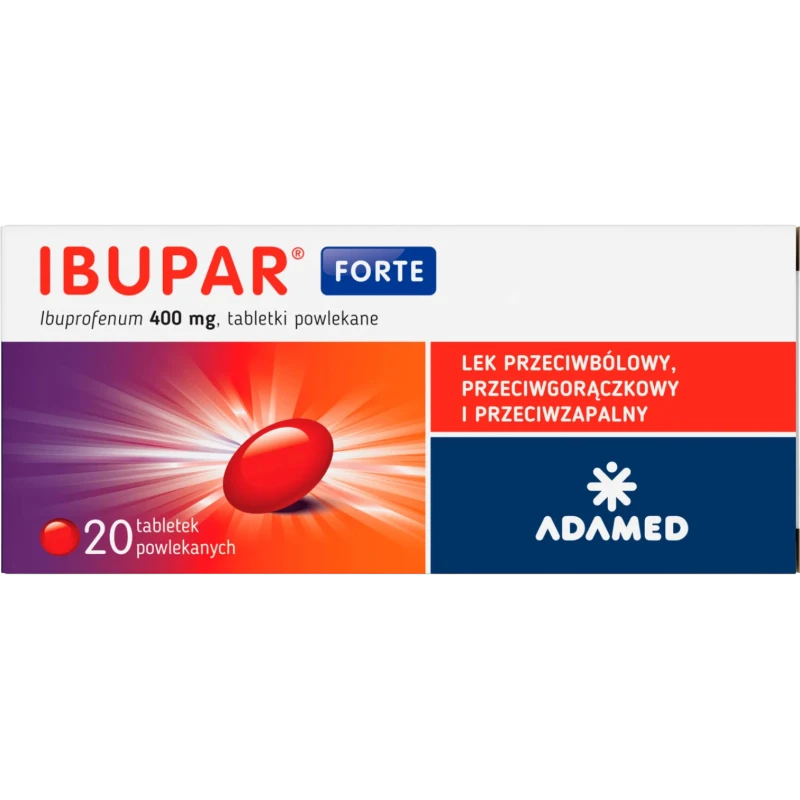 Ibupar Forte 400 mg, 20 tabletek - Z ibuprofenem na bóle różnego pochodzenia, bolesne miesiączkowanie i gorączkę