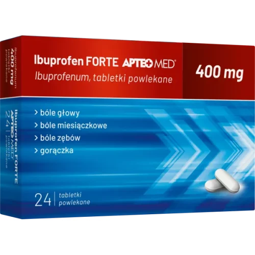Ibuprofen Apteo Med  400 mg, 24 tabletki - O działaniu przeciwbólowym, przeciwgorączkowym i przeciwzapalnym