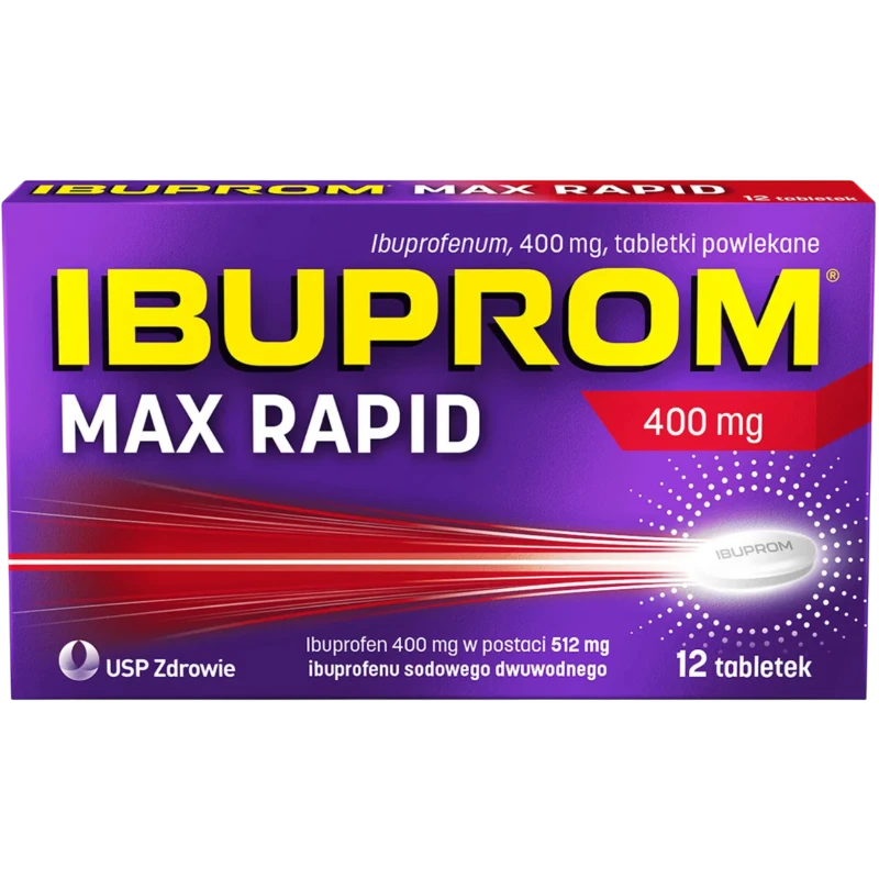 Ibuprom Max Rapid, 12 tabletek powlekanych - O działaniu przeciwbólowym, przeciwgorączkowym i przeciwzapalnym