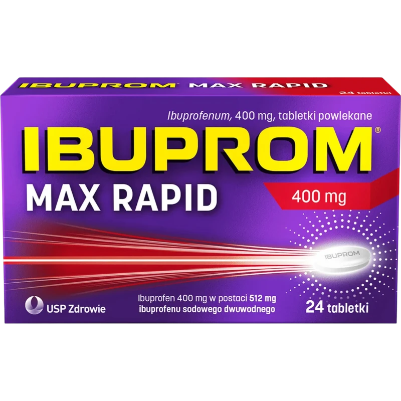 Ibuprom Max Rapid, 24 tabletki powlekane - O działaniu przeciwbólowym, przeciwgorączkowym i przeciwzapalnym
