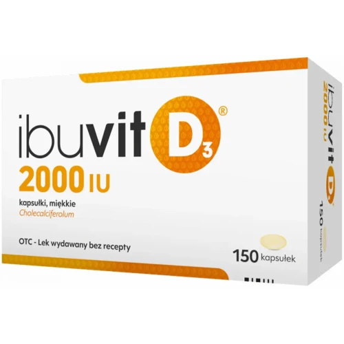 Ibuvit D3 2000 IU, 150 kapsułek - Z witaminą D3, która wspiera zdrowie zębów, kości i odporność