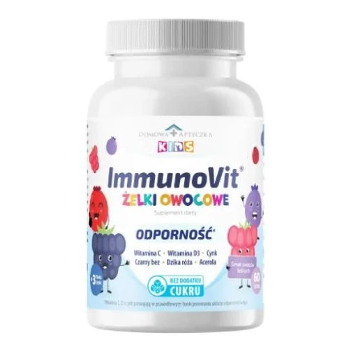 Immunovit Odporność Żelki owocowe bez dodatku cukru, 60 sztuk - Wsparcie odporności dzieci w wygodnej formie żelka