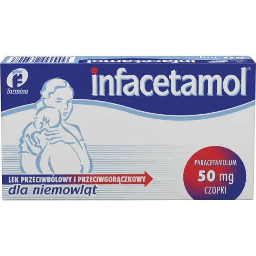 Infacetamol, 50 mg, 10 czopków - Na ból i gorączkę dla niemowląt