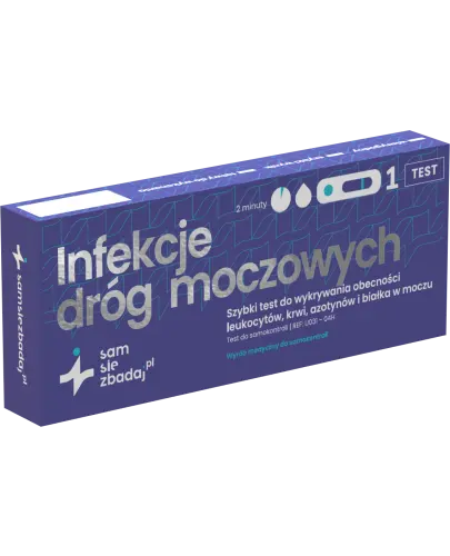 Infekcje dróg moczowych, test 1 sztuka - Szybkie wykrywanie leukocytów, azotynów, krwi i białka w moczu