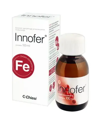 Innofer zawiesina doustna, 100ml - Źródło żelaza elementarnego w oleju roślinnym MCT, dla dzieci i dorosłych