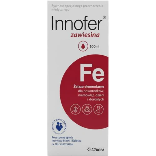 Innofer zawiesina doustna, 100ml - Źródło żelaza elementarnego w oleju roślinnym MCT, dla dzieci i dorosłych
