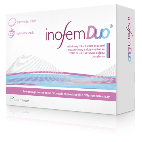 Inofem Duo, 24 tabletki - O smaku malinowym z inozytolem i kwasem foliowym