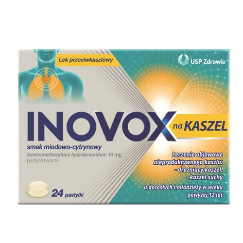 Inovox na kaszel smak miodowo-cytrynowy, 24 pastylki - Hamuje odruch kaszlu