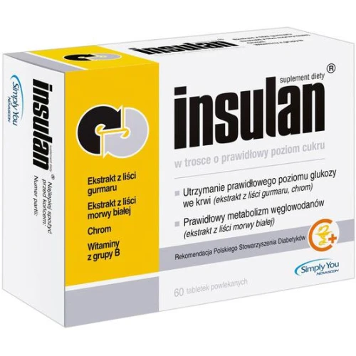 Insulan, 60 tabletek powlekanych - Tabletki ze składnikami wspomagającymi prawidłowy metabolizm węglowodanów