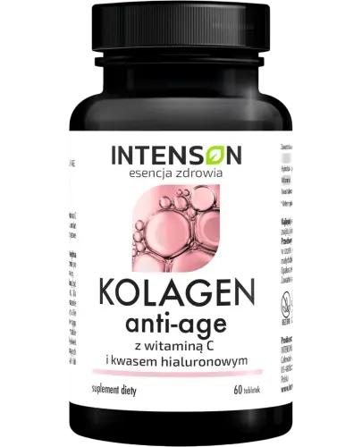 Intenson Kolagen Anti-Age z witaminą C i kwasem hialuronowym, 60 tabletek - Ze składnikami, które wspierają naturalne procesy przeciwstarzeniowe