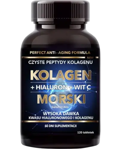 Intenson Kolagen Morski + Hialuron + Wit C, 120 tabletek - Z kwasem hialuronowym i witaminą C 500 mg