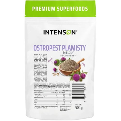 Intenson Ostropest Plamisty mielony, 500 g - Źródło sylimaryny, białka i błonnika pokarmowego