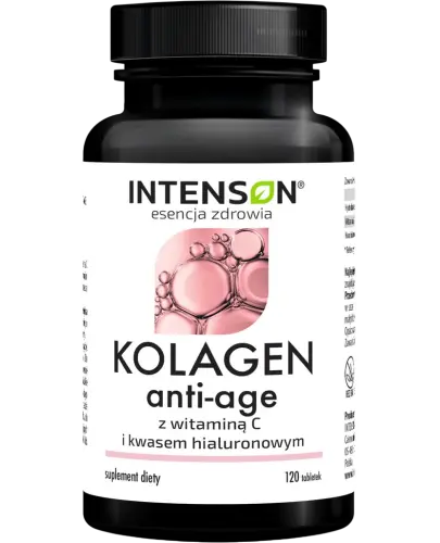 Intenson Kolagen Anti-Age z witaminą C i kwasem hialuronowym, 120 tabletek - Ze składnikami, które wspierają naturalne procesy przeciwstarzeniowe