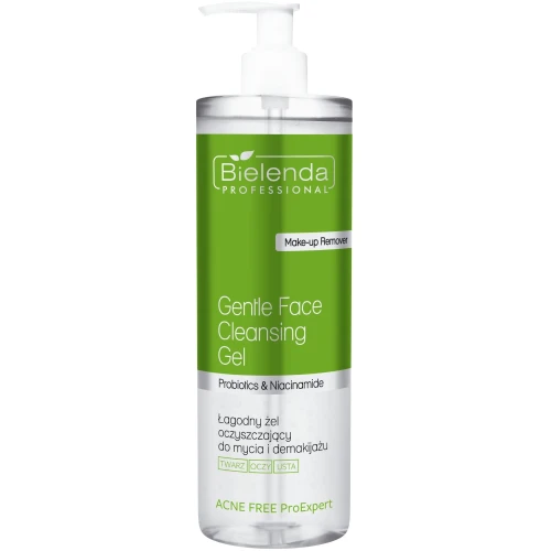 Bielenda Professional Acne Free ProExpert Łagodny żel oczyszczający do twarzy, oczu i ust, 500 g - Do cery trądzikowej, wrażliwej i tłustej