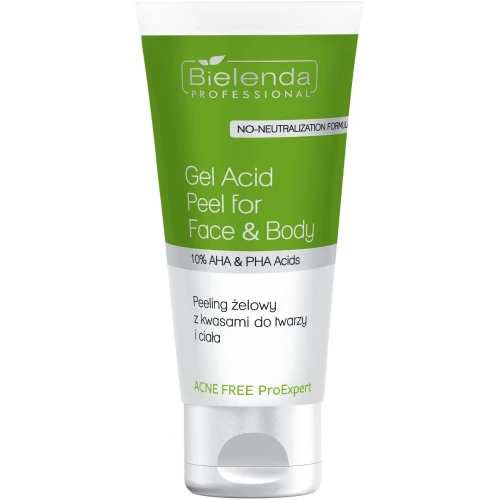 Bielenda Professional Acne Free ProExpert Peeling żelowy do twarzy i ciała z kwasami, 150 ml - Na niedoskonałości i zaskórniki