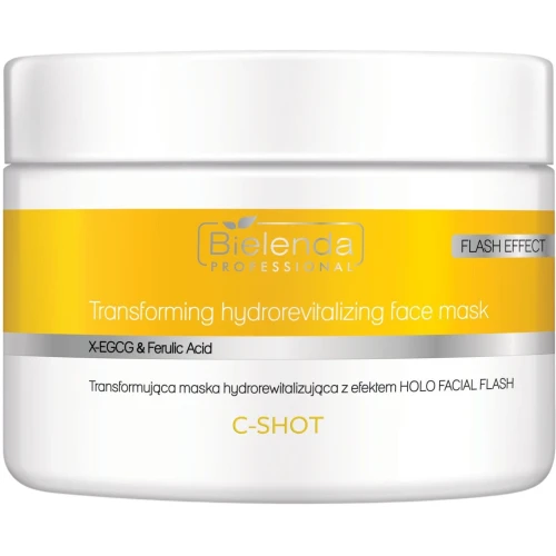 Bielenda Professional C-Shot Transformująca maska hydrorewitalizująca efekt Holo Facial Flash, 150 ml - Intensywnie nawilża, rozświetla, wygładza i poprawia koloryt skóry