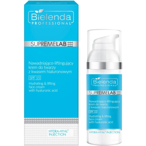 Bielenda Supremelab Hydra-Hyal2  Injection Nawadniająco-liftingujący krem do twarzy z kwasem hialuronowym SPF 15, 50 ml - Do suchej, odwodnionej skóry