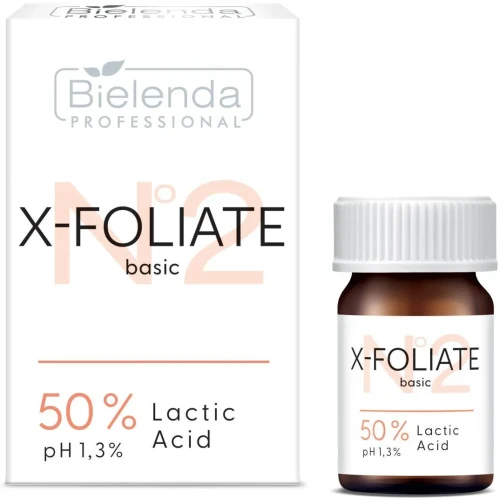 Bielenda Professional X-Foliate Basic Kwas Mlekowy 50%, 5 ml - Na przebarwienia, zmarszczki i fotostarzenie