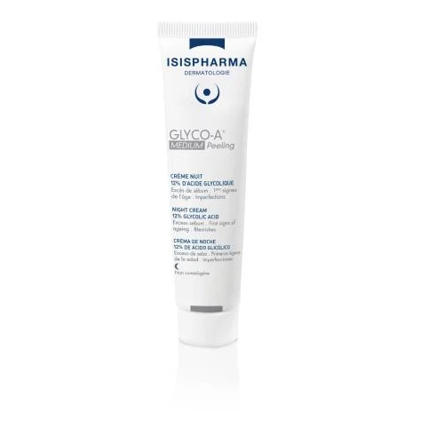 Isispharma Glyco-A Medium peeling Krem na noc z 12% kwasem glikolowym, 30 ml - Nocna pielęgnacja przeciw oznakom starzenia