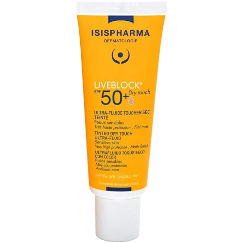 Isispharma Uveblock Dry Touch SPF 50+, odcień medium light, 40 ml - Zapewnia bardzo wysoką ochronę UVA/UVB