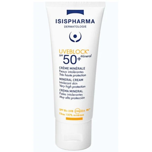 Isispharma Uveblock Krem mineralny SPF 50+, bezbarwny, 40 ml - Dla skóry wrażliwej i nietolerancyjnej