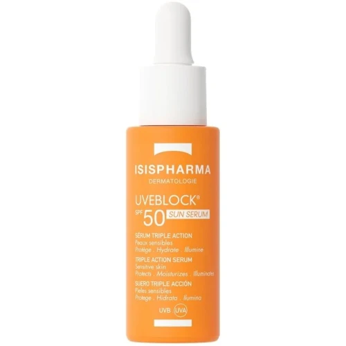 Isispharma Uveblock Sun Serum SPF 50, 28 ml - Chroni, nawilża i nadaje skórze naturalny blask