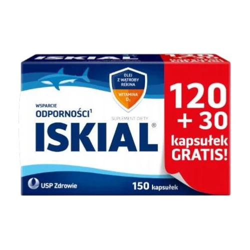 Iskial Wsparcie Odporności, 150 kapsułek - Z olejem z wątroby rekina oraz witaminą D, dla dzieci powyżej 3. roku życia i dorosłych