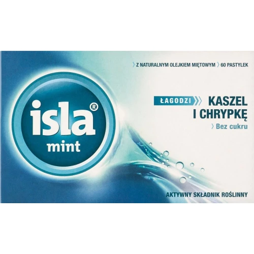 Isla Mint, 60 pastylek do ssania - Łagodzi kaszel i chrypkę