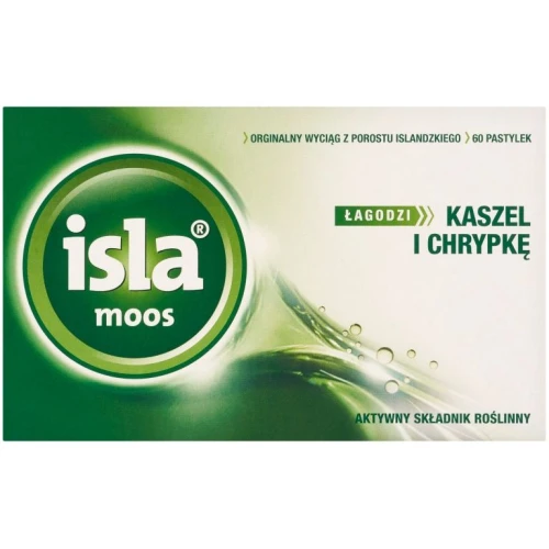 Isla moos 80 mg, 60 pastylek do ssania - Łagodzi drapanie w gardle i drażniący kaszel