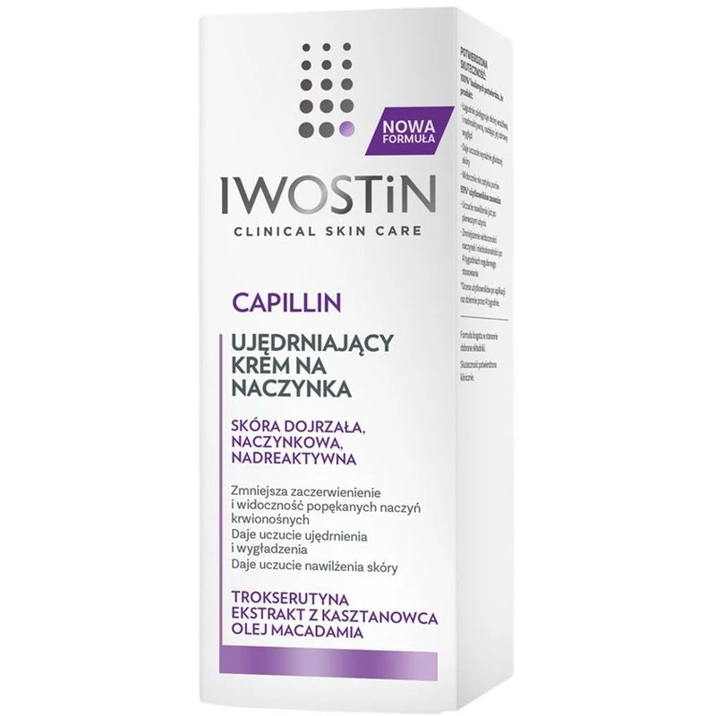 Iwostin Capillin Krem ujędrniający na naczynka, 50 ml - Do skóry naczynkowej, dojrzałej i nadreaktywnej